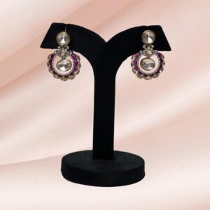 Stella ruby moissanite chandbali earrings - Image 1