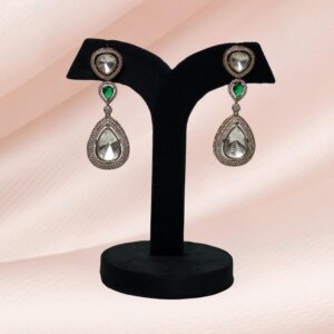 Riva moissanite kundan drop earrings - Image 1